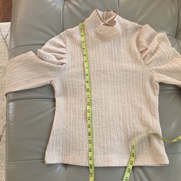 Free People Ela Puff sleeve Turtleneck top in taupe - Picture 8 of 9